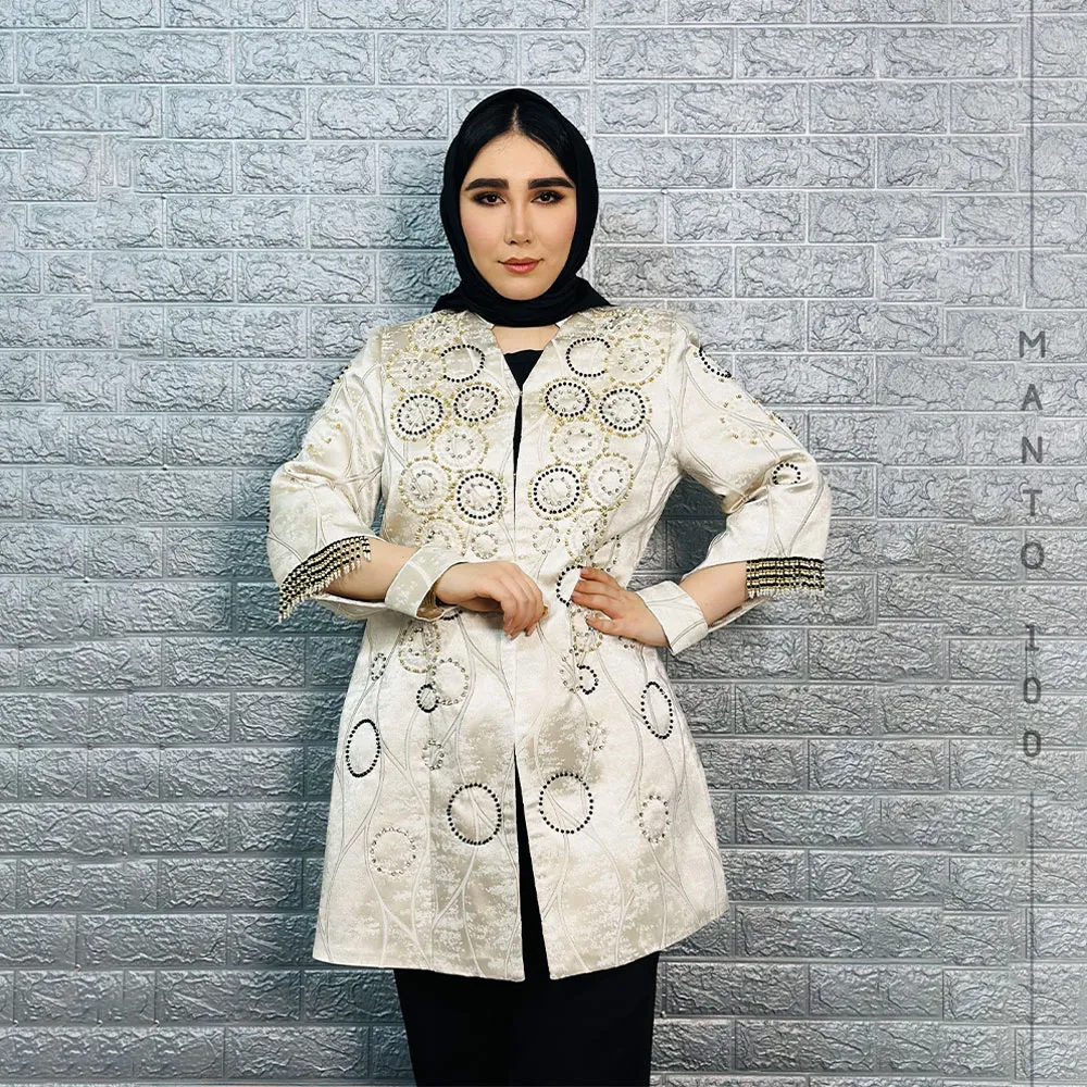 مانتو مجلسی ژاکارد ترک جواهر دوزی